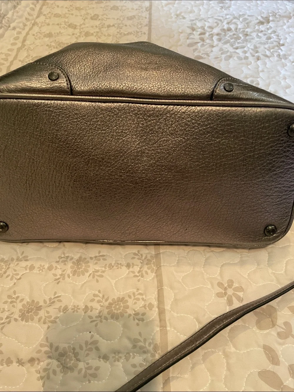 Coach Metallic Pewter Leather Shoulder Bag